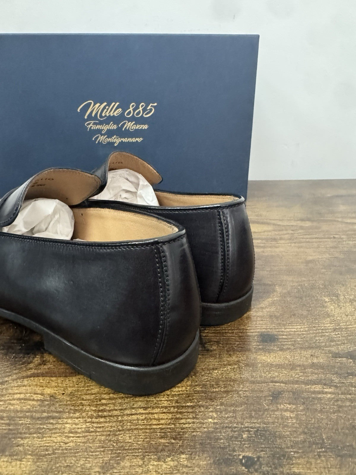 Mille 885 Mocassino Pelle Nero Made In Marche Casual Top Quality Uomo 41.5