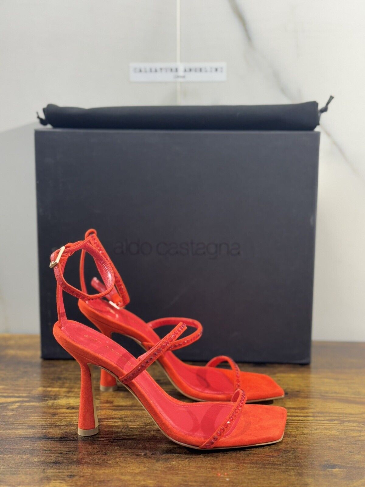 Aldo Castagna Sandalo Donna Demet  Pelle Suede Rosso      Luxury Woman Sandal 41