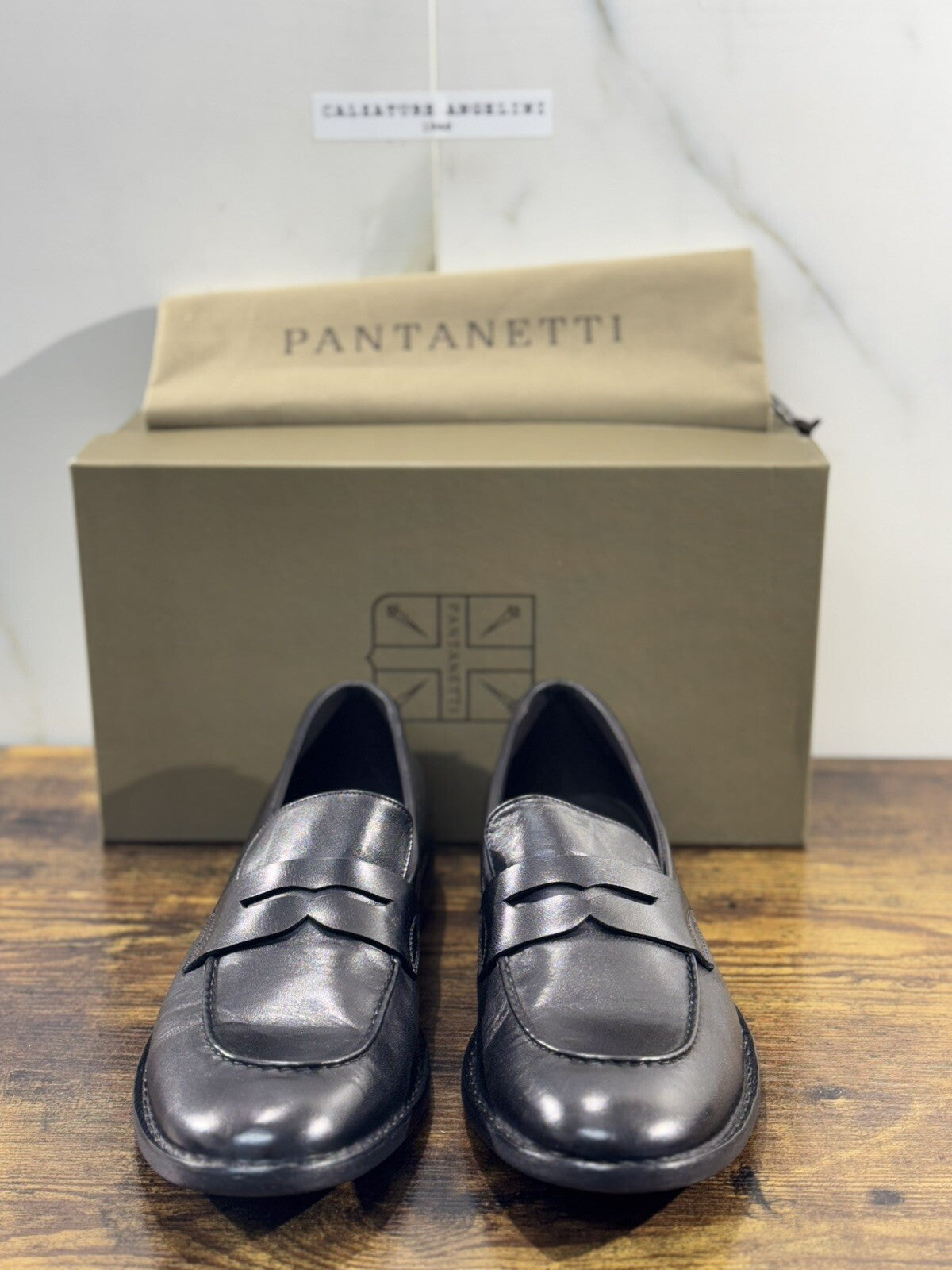 Pantanetti Mocassino  Uomo Pelle Nera Luxury Handmade Pantanetti Men Shoes 42