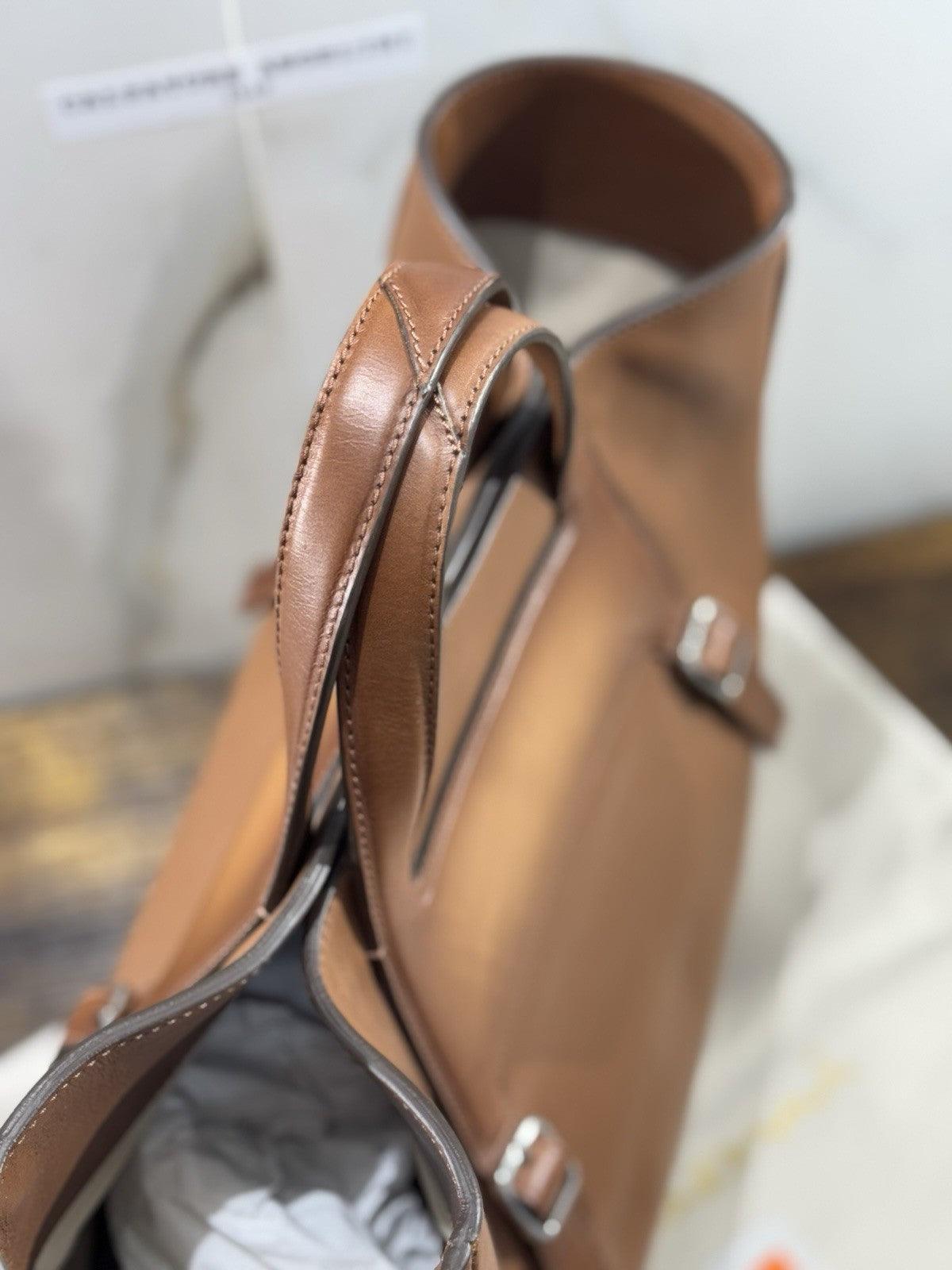 Borsa Santoni Uomo  Double Shopping  In Pelle Cuoio  Luxury Men Bag Santoni