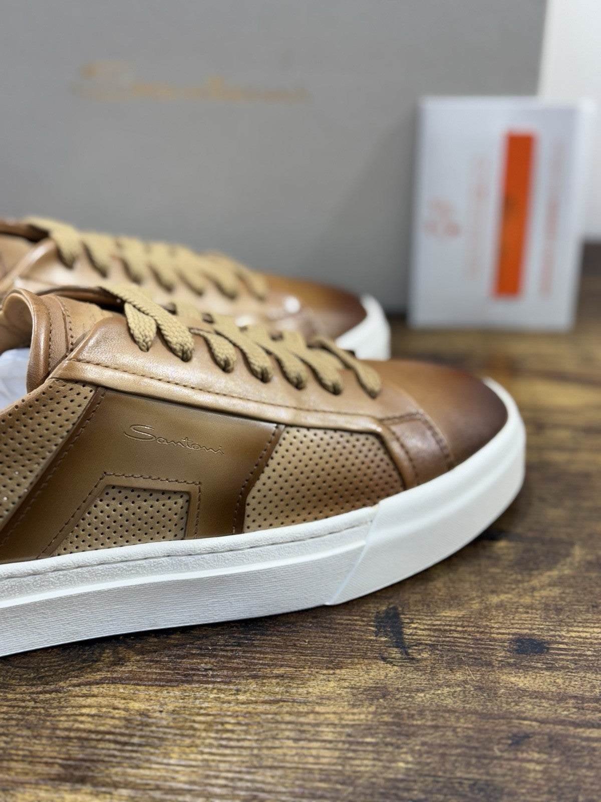 Santoni Sneaker DBS  Pelle Pelle Beige    Luxury Santoni Scarpe Uomo 42