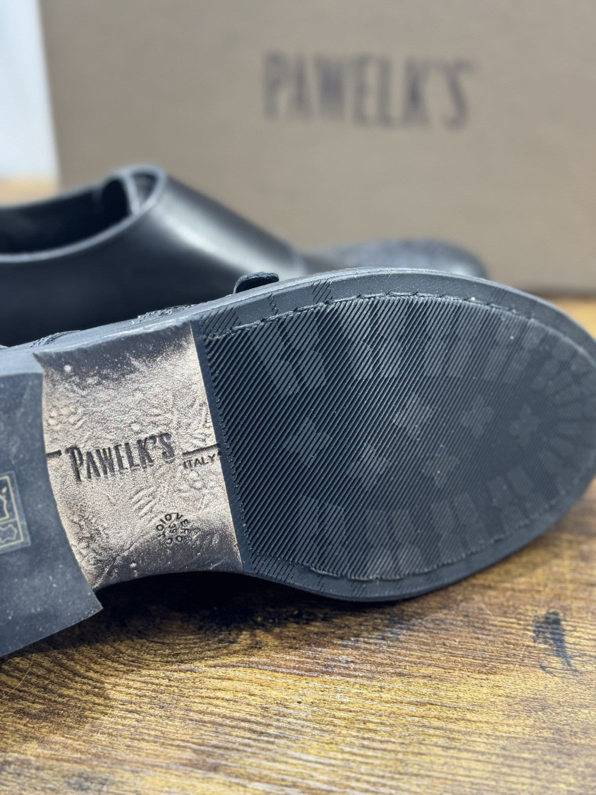 Pawelk’s Doppia Fibbia Pelle Nera Made In Italy Uomo 39
