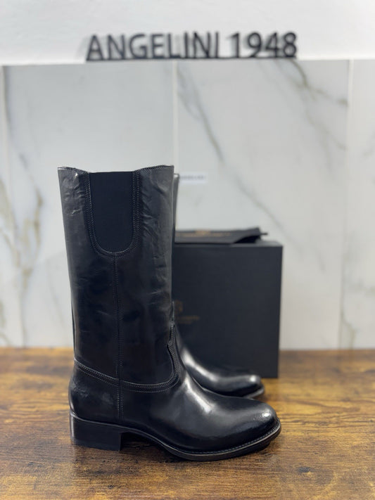 Silvano Sassetti Stivale  Pelle Nero   Luxury Handmade Donna 37