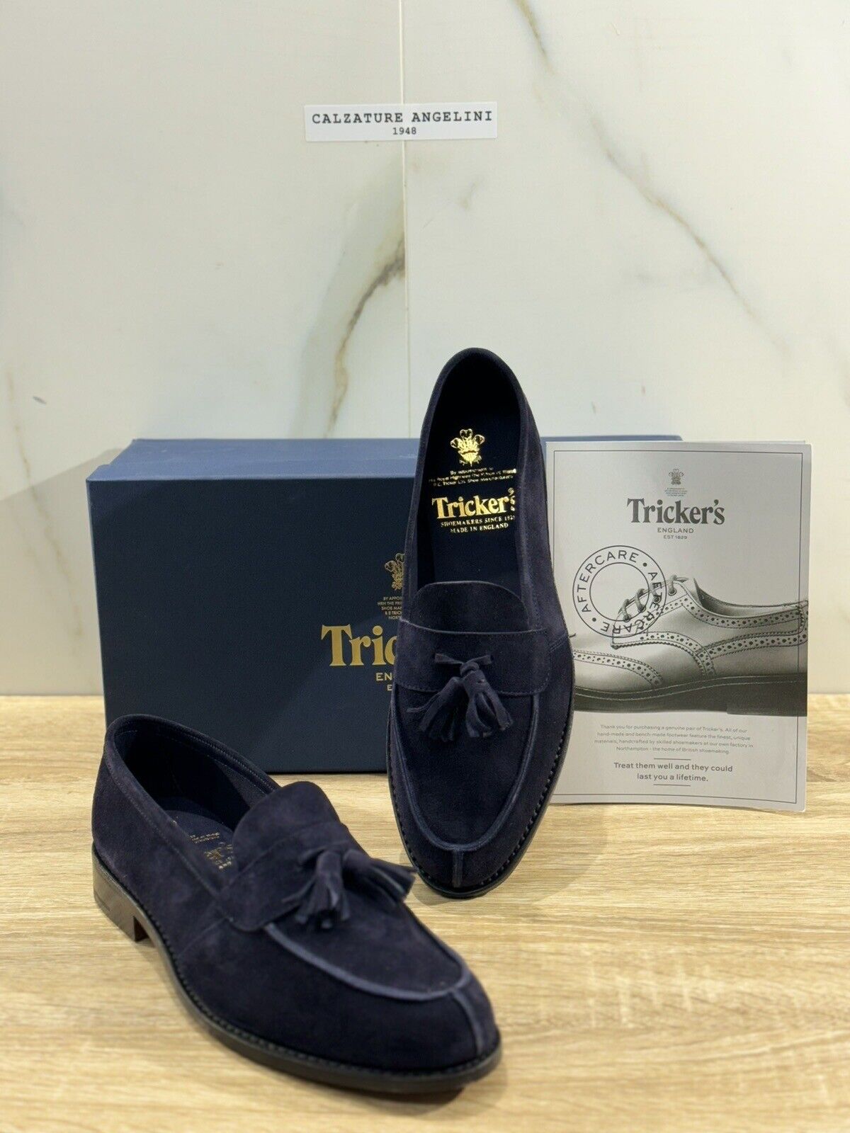 Tricker’s Tassel Loafers Tony Suede Castorino Blu Luxury Men Tricker’s 42