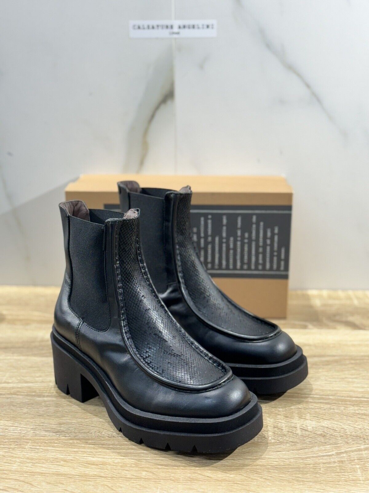 Le Bohemien Stivaletto   Donna Pelle Nero Casual Handmade Woman Chelsea Boot 39