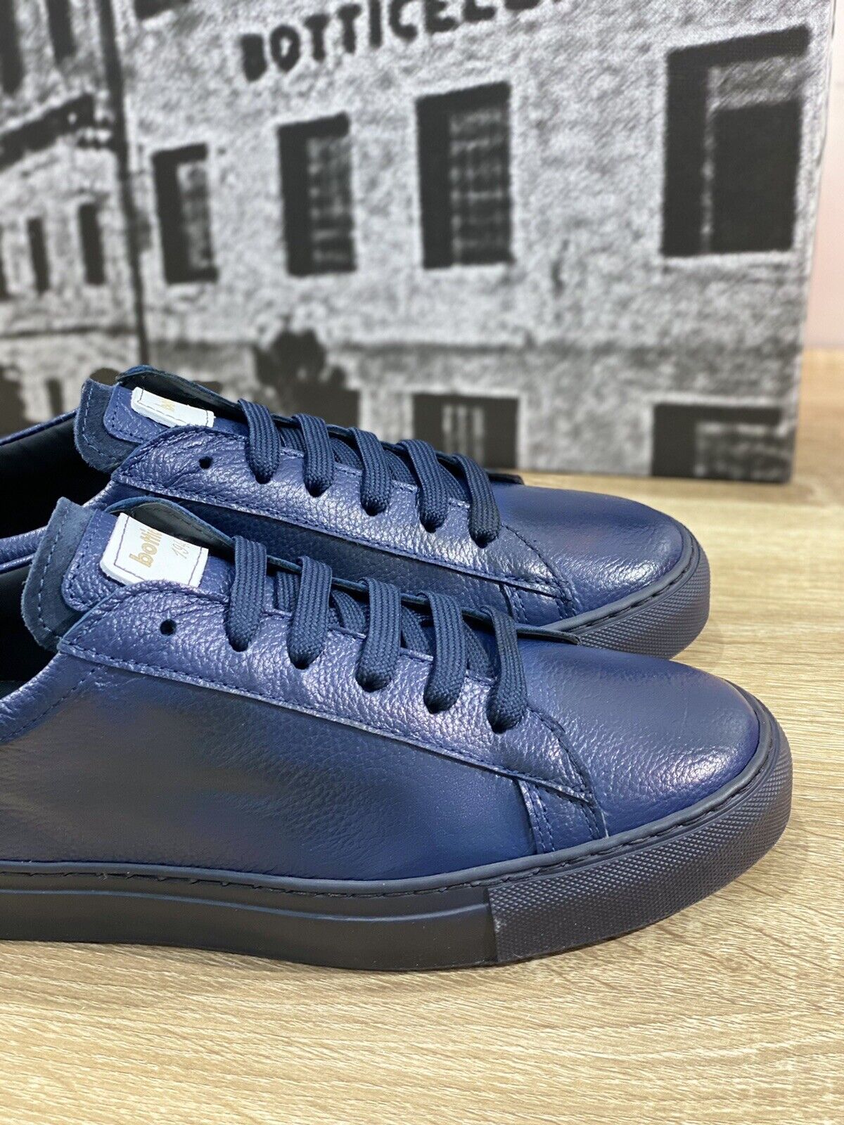 Botticelli Scarpa Uomo Icon Sneaker In Pelle Blu Luxury Made In Italy 39