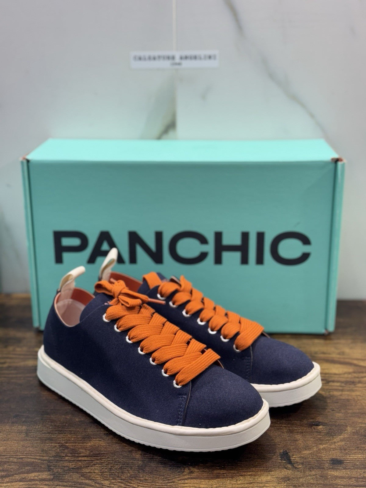 Panchic Lace Up Scarpa Suede Microfibra  Blu Casual Uomo 41