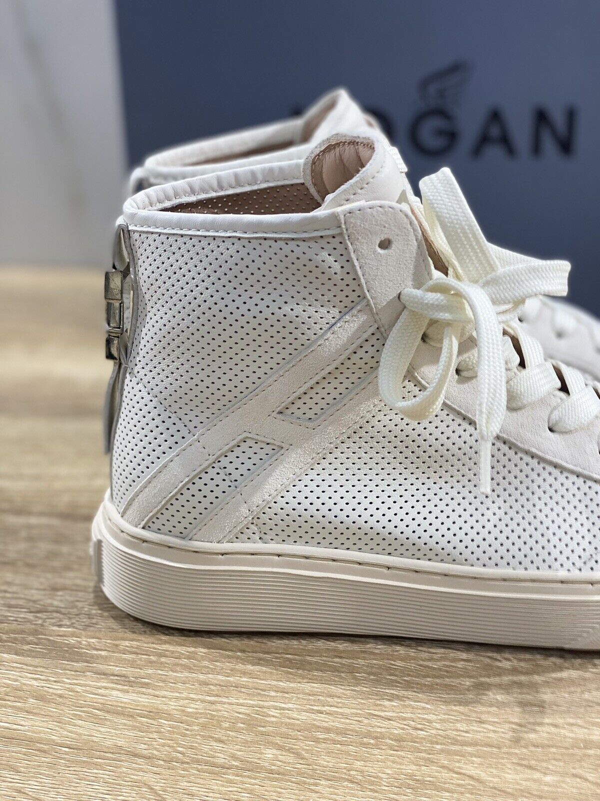 Hogan Sneaker Donna H366 Hi Top Sneaker In Pelle Yougurt Casual Donna Sneaker 36