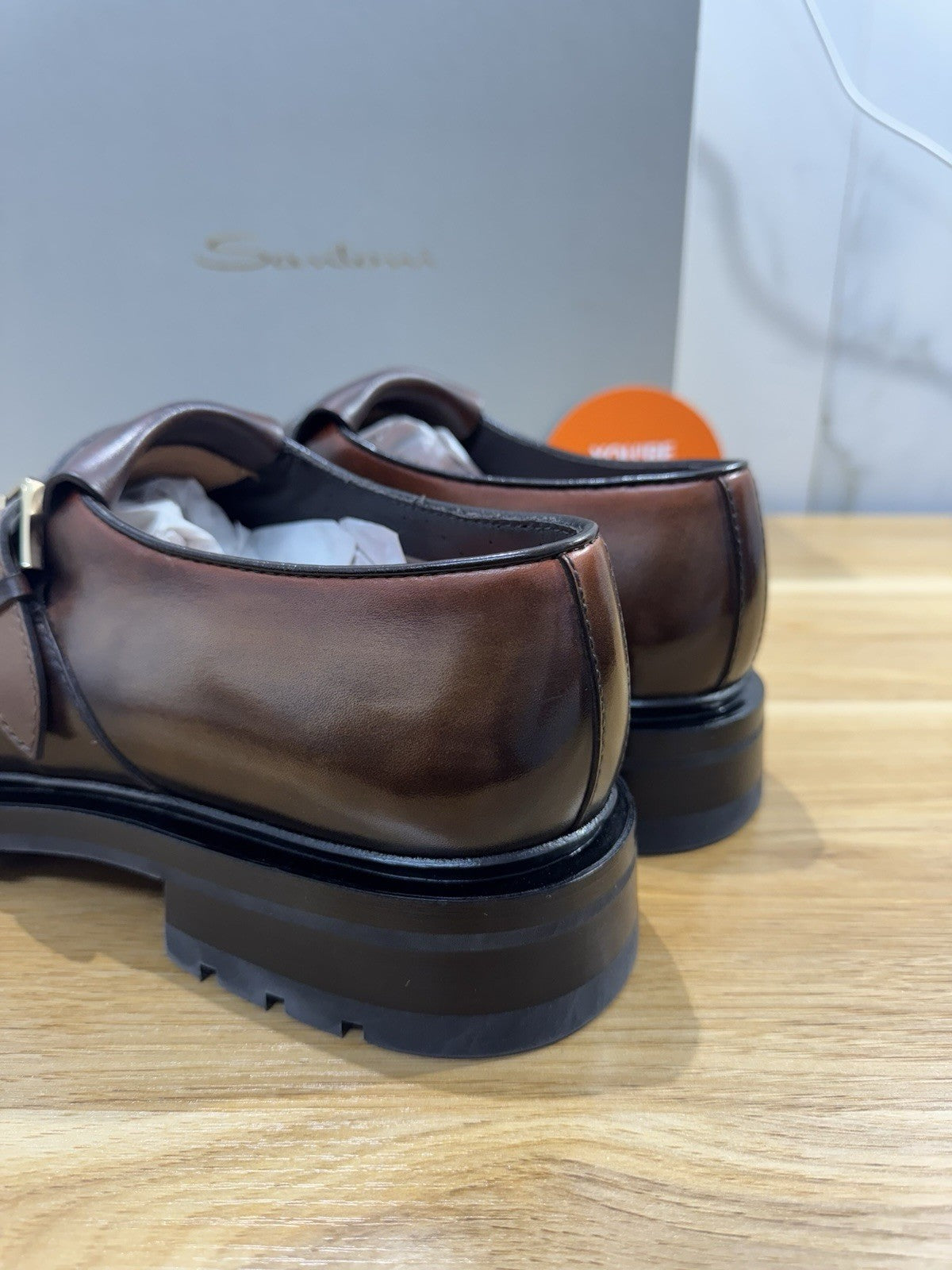 Santoni Mocassino Frangia Pelle Cuoio Anticato Luxury Santoni Scarpa Uomo 44