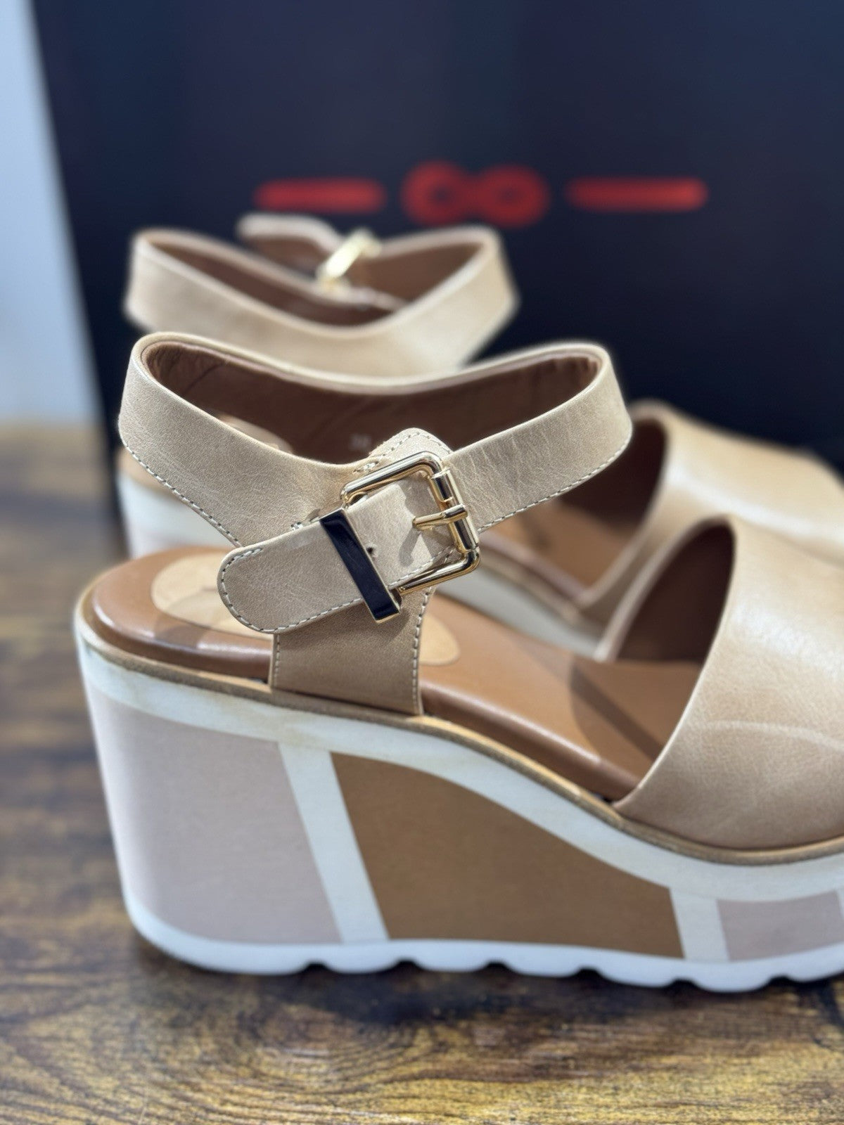 181 Alberto Gozzi Sandalo Zeppa Pelle Beige  Casual Donna 38
