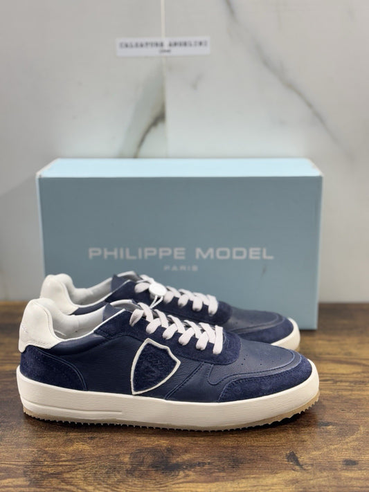 Philippe Model Nice Low Men Sneaker Uomo Pelle E Suede Blu 41