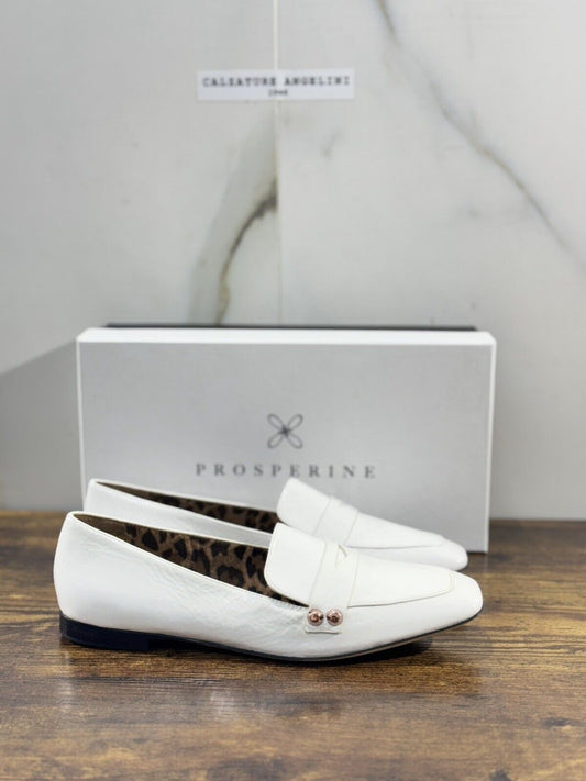 Prosperine mocassino donna in Vernice Bianco   luxury made in italy 40