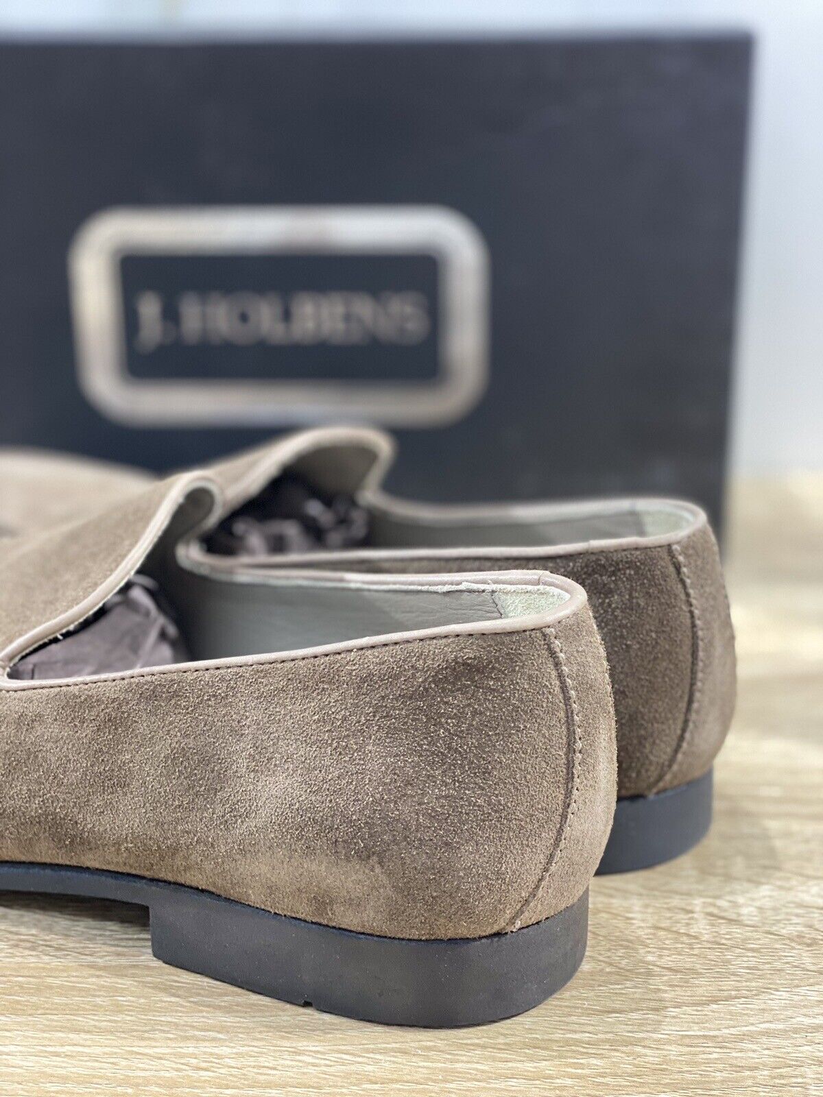 J.Holbens Mocassino Uomo Nappina Suede Tortora Casual Men Shoes Made In Italy 44