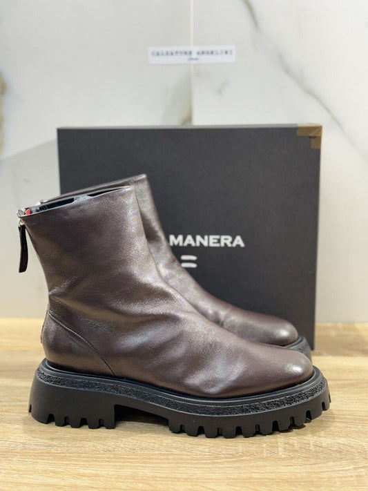 HALMANERA Biker Donna Rama Pelle Marrone  Extra Light Casual Handmade Boot 41