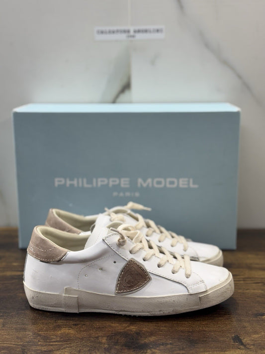 Philippe Model Paris Low Top  Sneaker Pelle Bianca   Donna 36