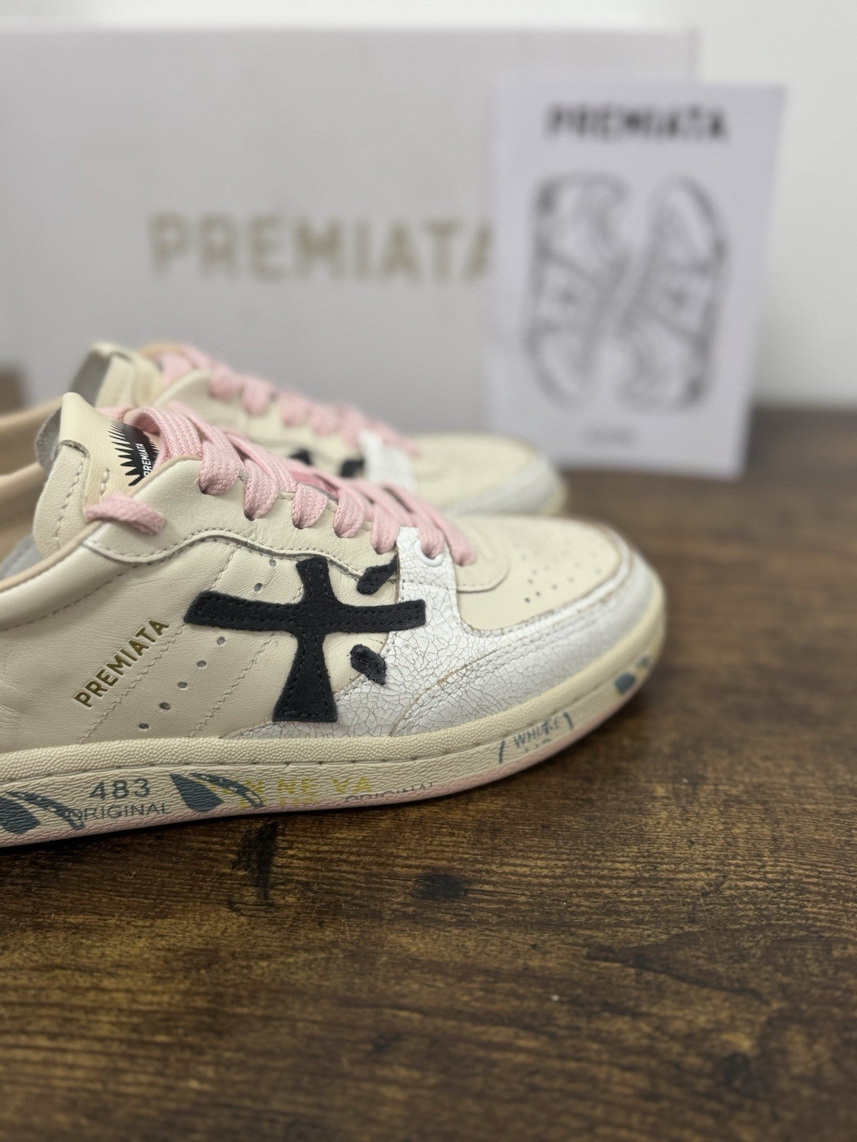 Premiata Clayd Basket Sneaker Pelle Bianca Pink  Casual Premiata Donna 41