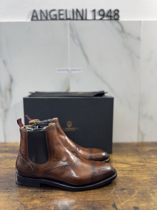 Silvano Sassetti Chelsea Boot Pelle Cuoio  Luxury Handmade Donna 37