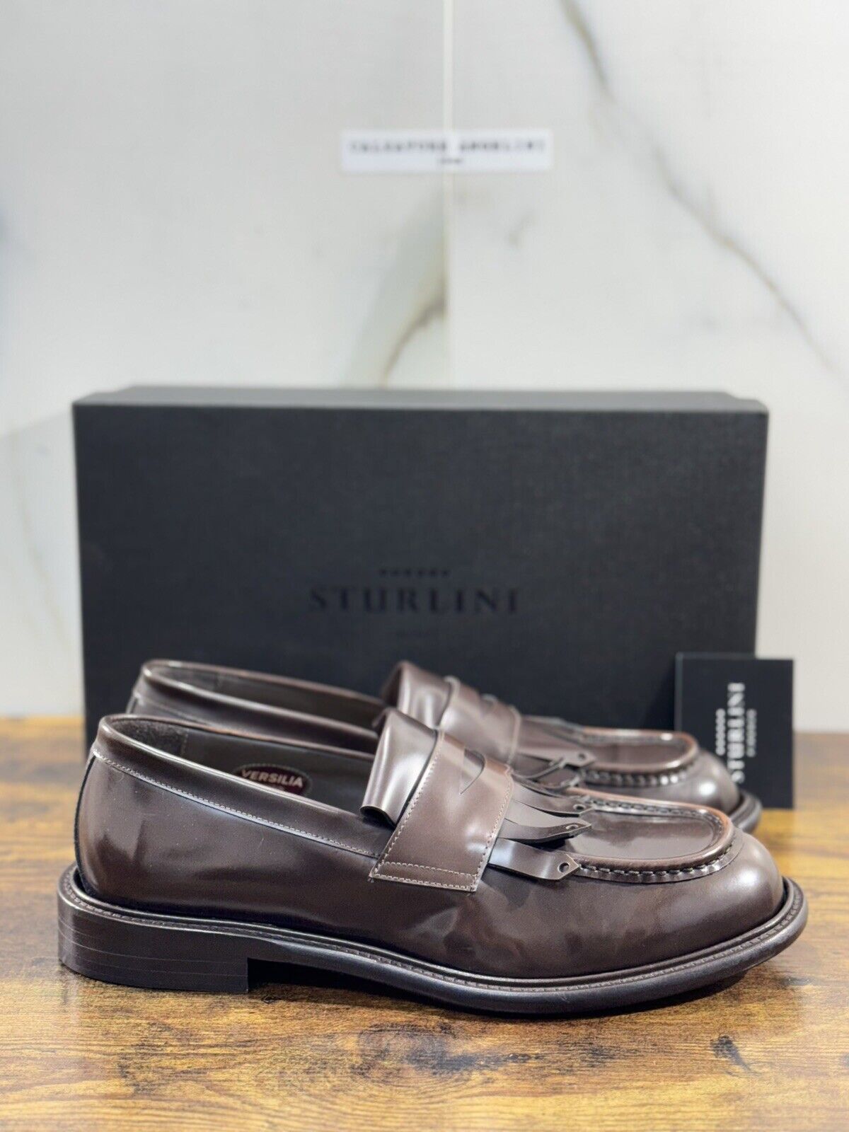 Sturlini Firenze Mocassino  Uomo Pelle Marrone Luxury Craftmanship Men 41