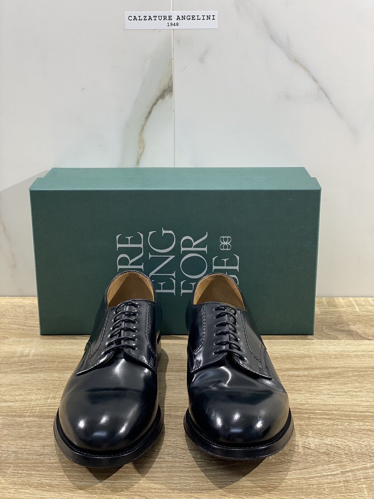 Green George derby nero in pelle polished luxury men  Doppio Cuoio 42