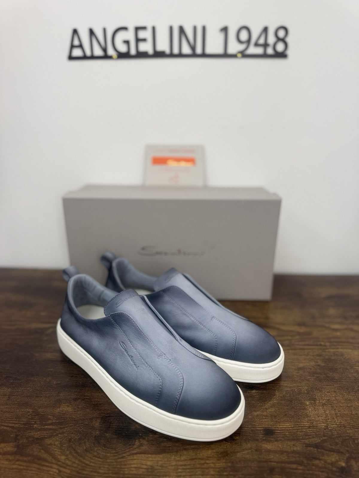 Santoni Slip On Suede Light Blue Casual Luxury Santoni Uomo 41