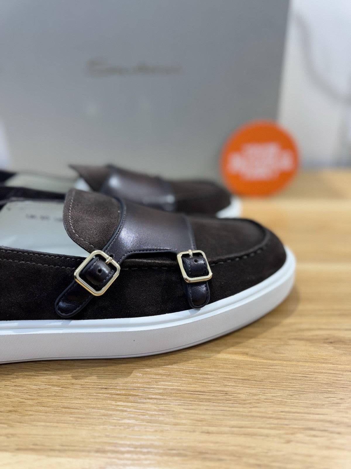 Santoni Mocassino Doppia Fibbia Suede  Marrone Icon Casual Santoni Uomo 44