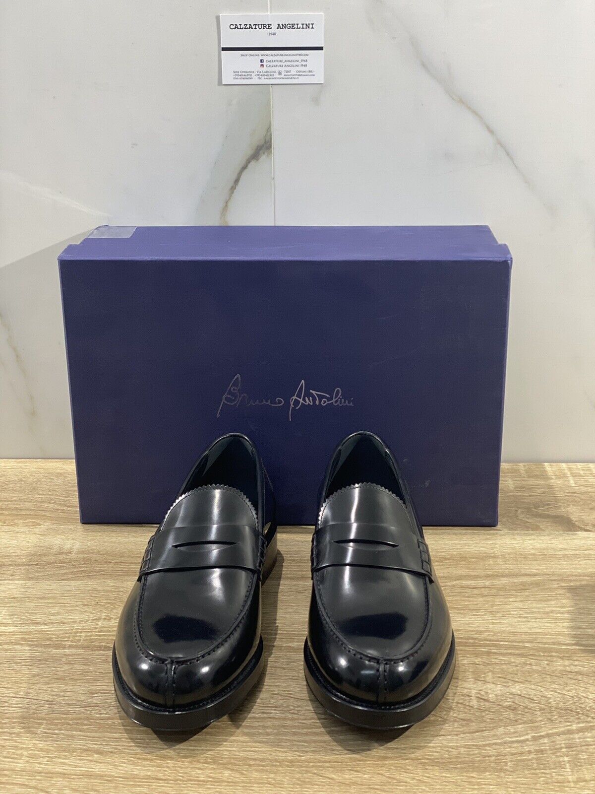 Bruno Antolini Mocassino uomo polish nero fondo cuoio 45