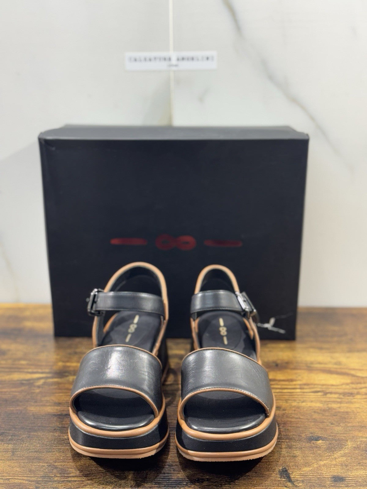 181 Alberto Gozzi Sandalo Zeppa Pelle Nera  Casual Donna 37