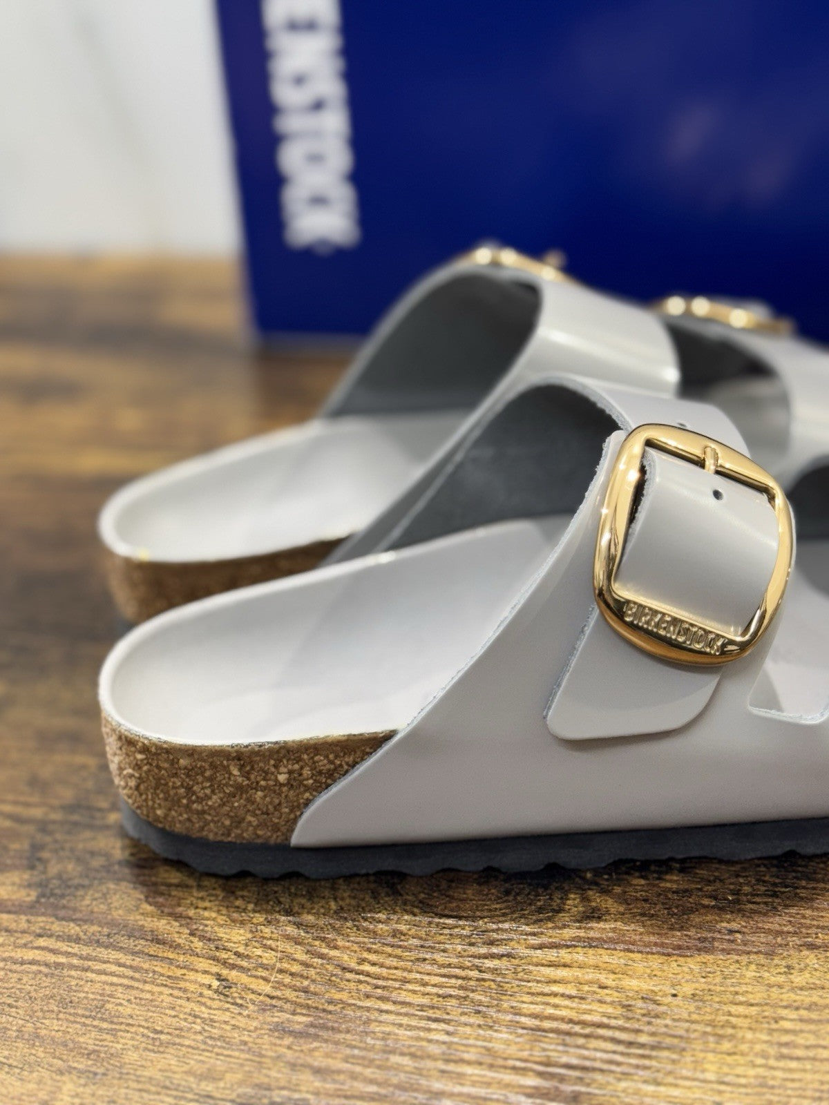 Birkenstock Arizona Big Buckle Pelle Stone  Premium Leather Birkenstock 38