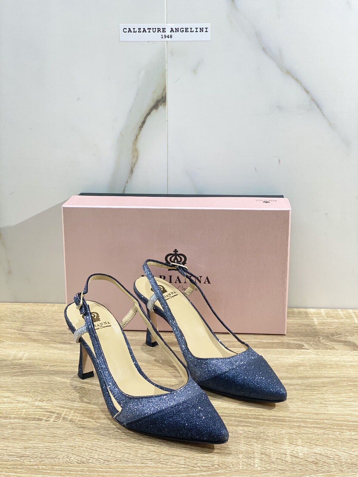 L’ARIANNA Sling Back Donna Luxury Blu Con Tacco 37