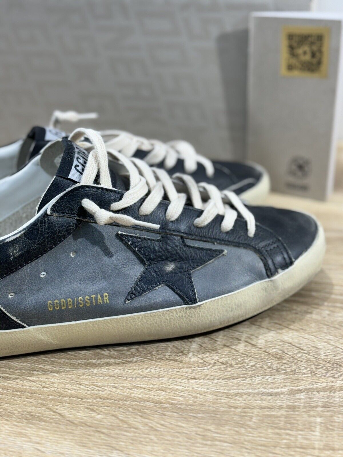 Golden Goose Sneaker Uomo Super Star Nero Grigio  Pelle Luxury Men Sneaker 43