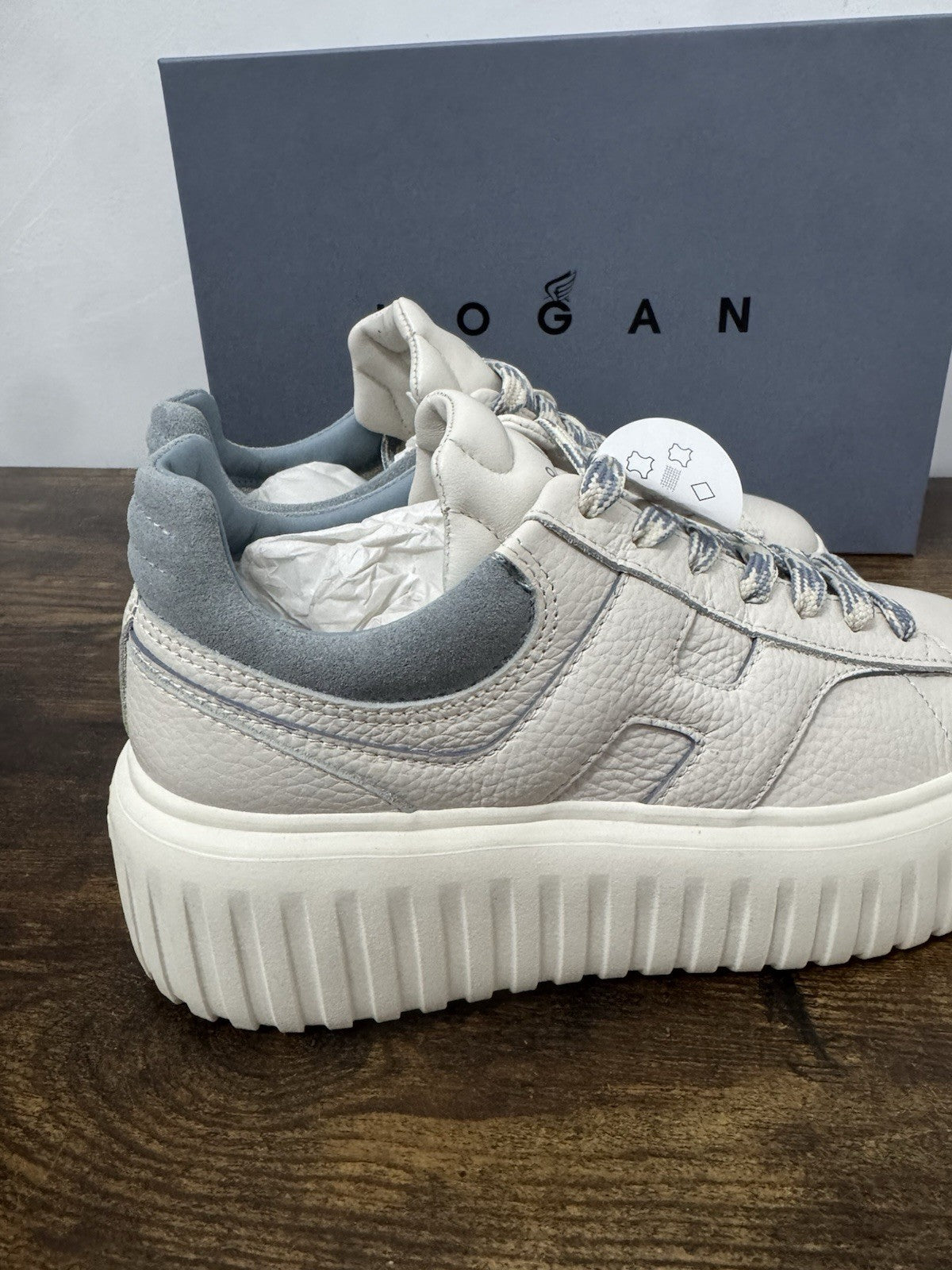 Hogan H Stripes Pelle Bianco Celeste  Casual Hogan Donna 35
