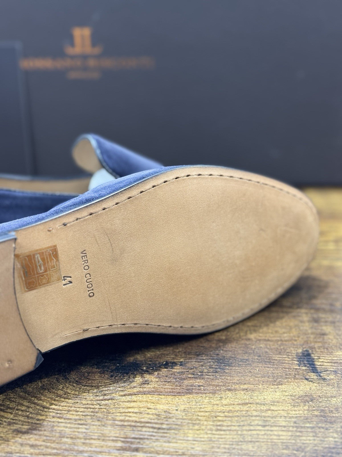 Rossano Bisconti Mocasisno  Uomo  Suede Blu    Fully Made In Italy 41