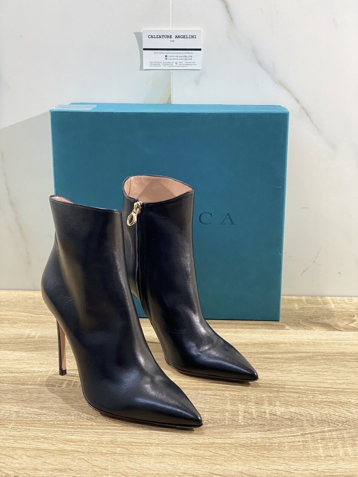 A.Bocca Stivaletto Donna In Pelle Nera AB2074 Con Tacco Luxury Donna 37.5