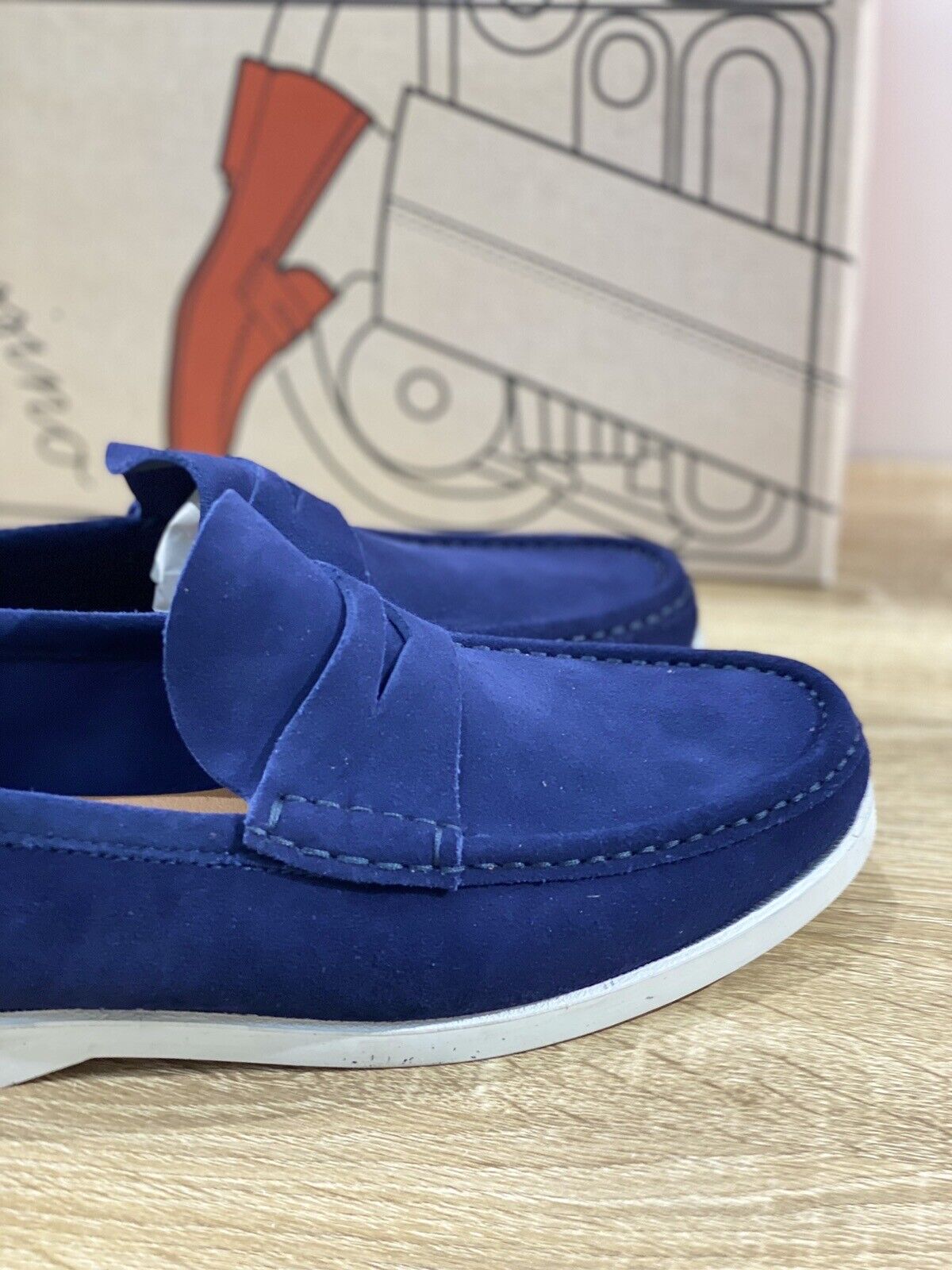 Il Mocassino Uomo In Suede Blu Fondo Gomma Ultra Flexi Made In Italy 41