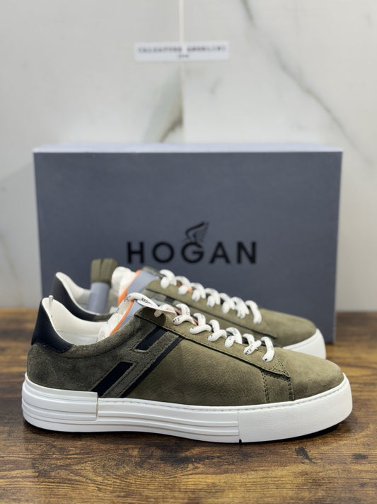 Hogan Rebel  Sneaker  Pelle Nabuk Verdone   Memory Foam   Casual Hogan   Uomo 41