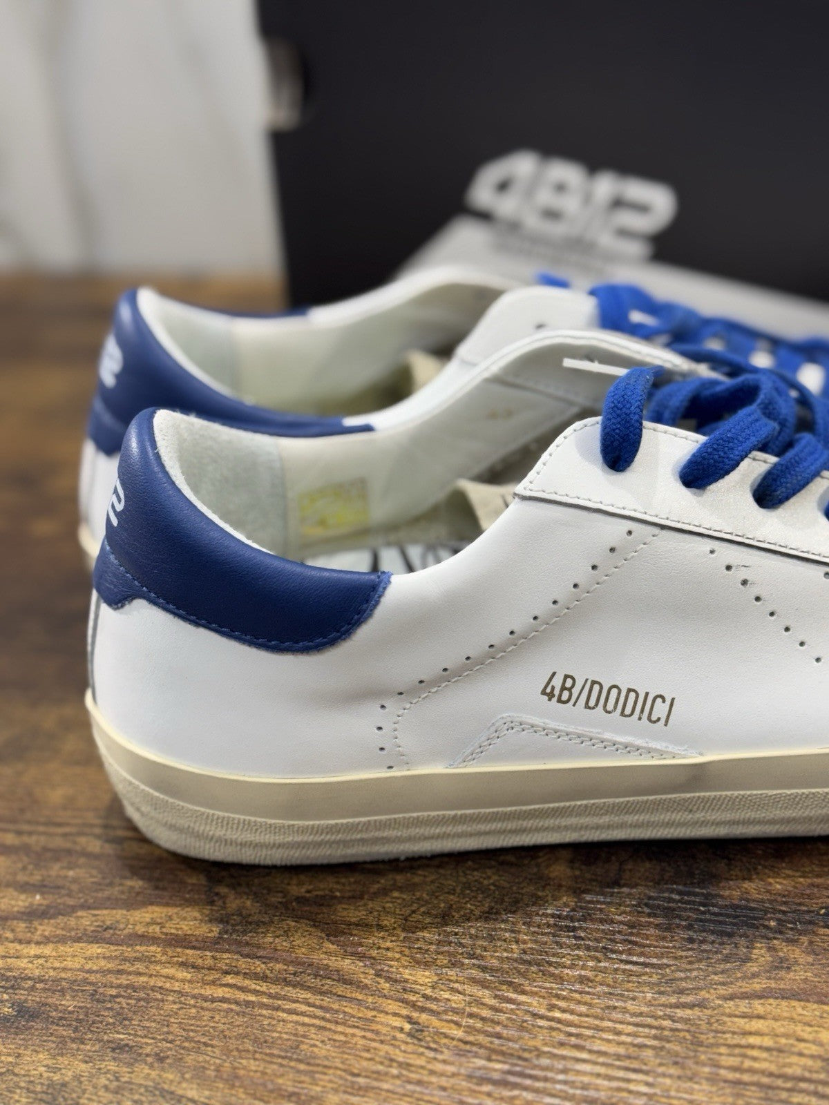 4B12 Sneaker Suprime  Pelle Bianco Bluette   Casual Uomo 40