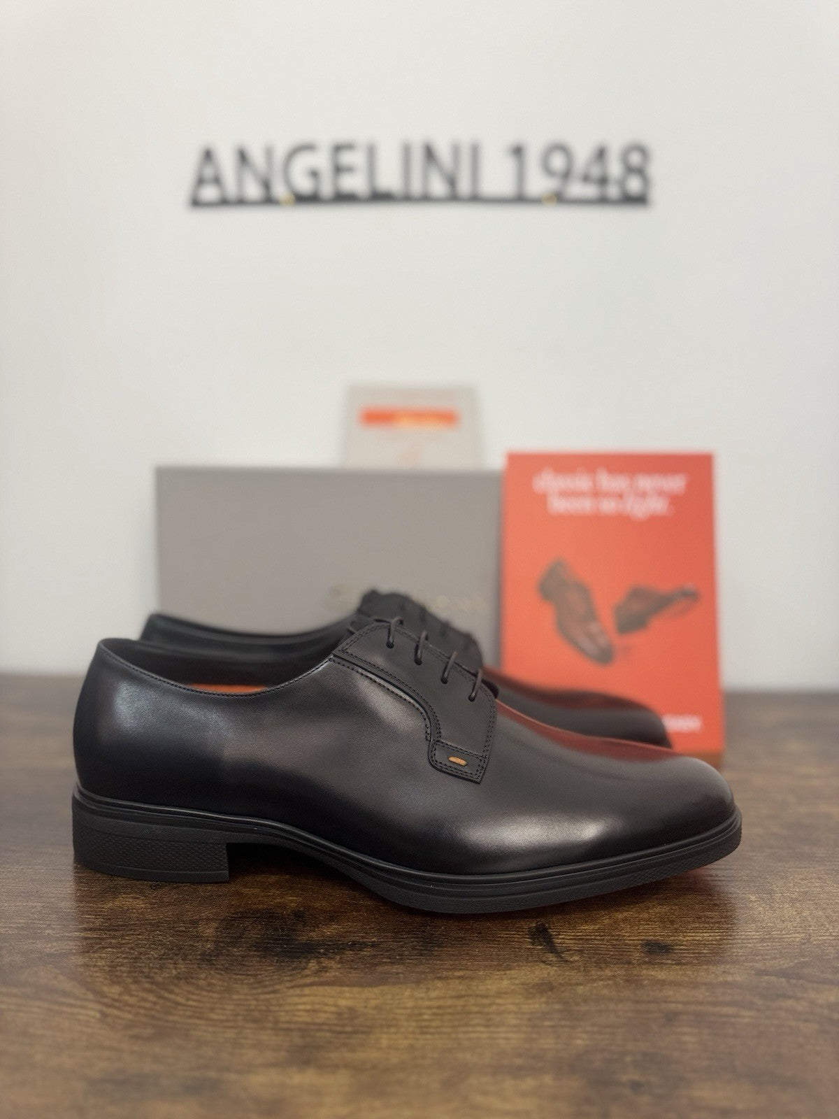 Santoni Stringata Derby Easy On Pelle Nero  Luxury Santoni Scarpa Uomo 43