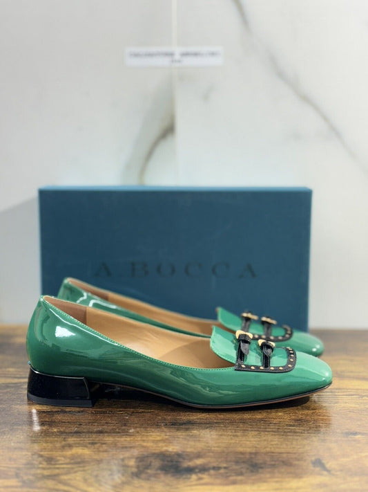 A.Bocca Two For Love Mocassino Donna Pelle   Verde  Tacco Luxury Handmade 41