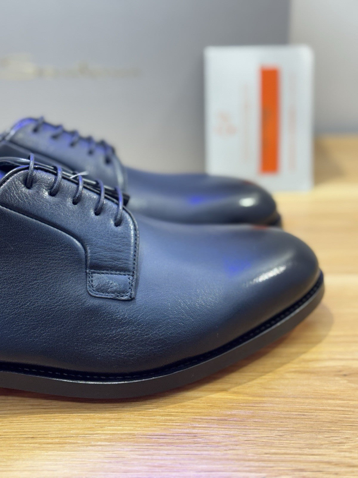 Santoni Derby Pelle Blu Goodyear Fondo Cuoio Luxury Santoni Scapra Uomo 42,5