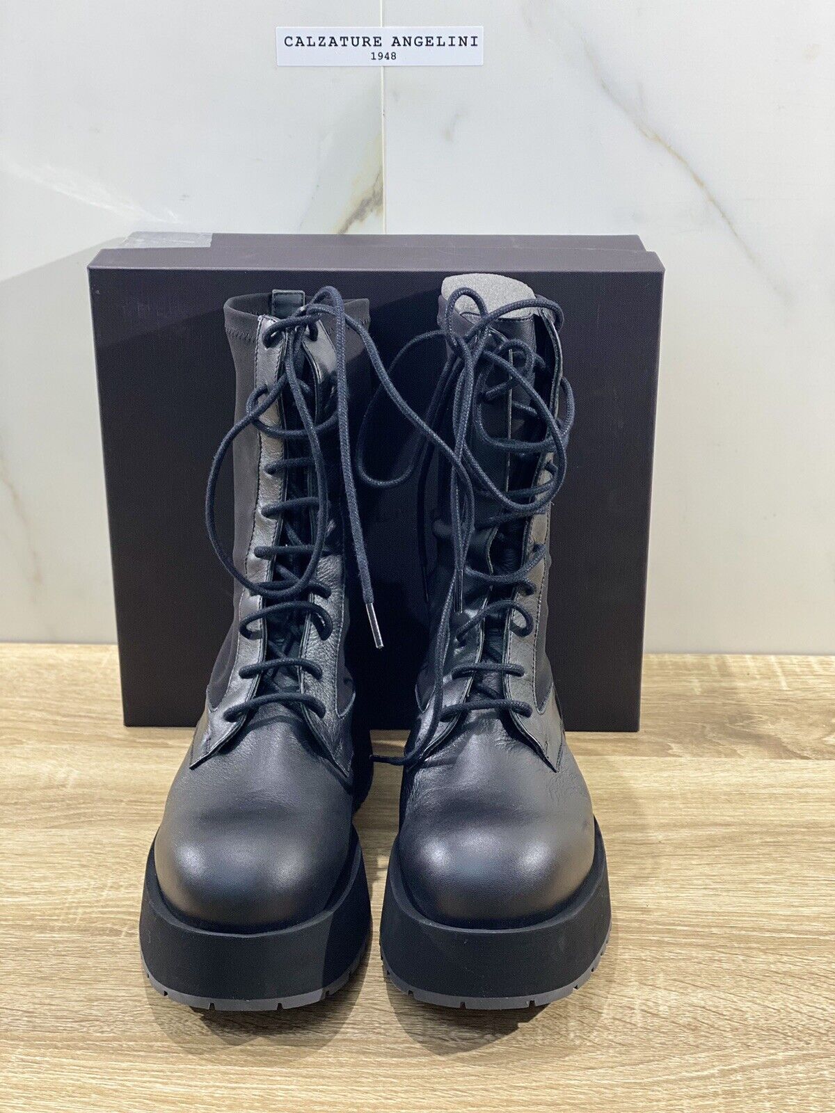 Paloma Barcelo’ Anfibio Combat donna Mirko pelle nera luxury Boot 37