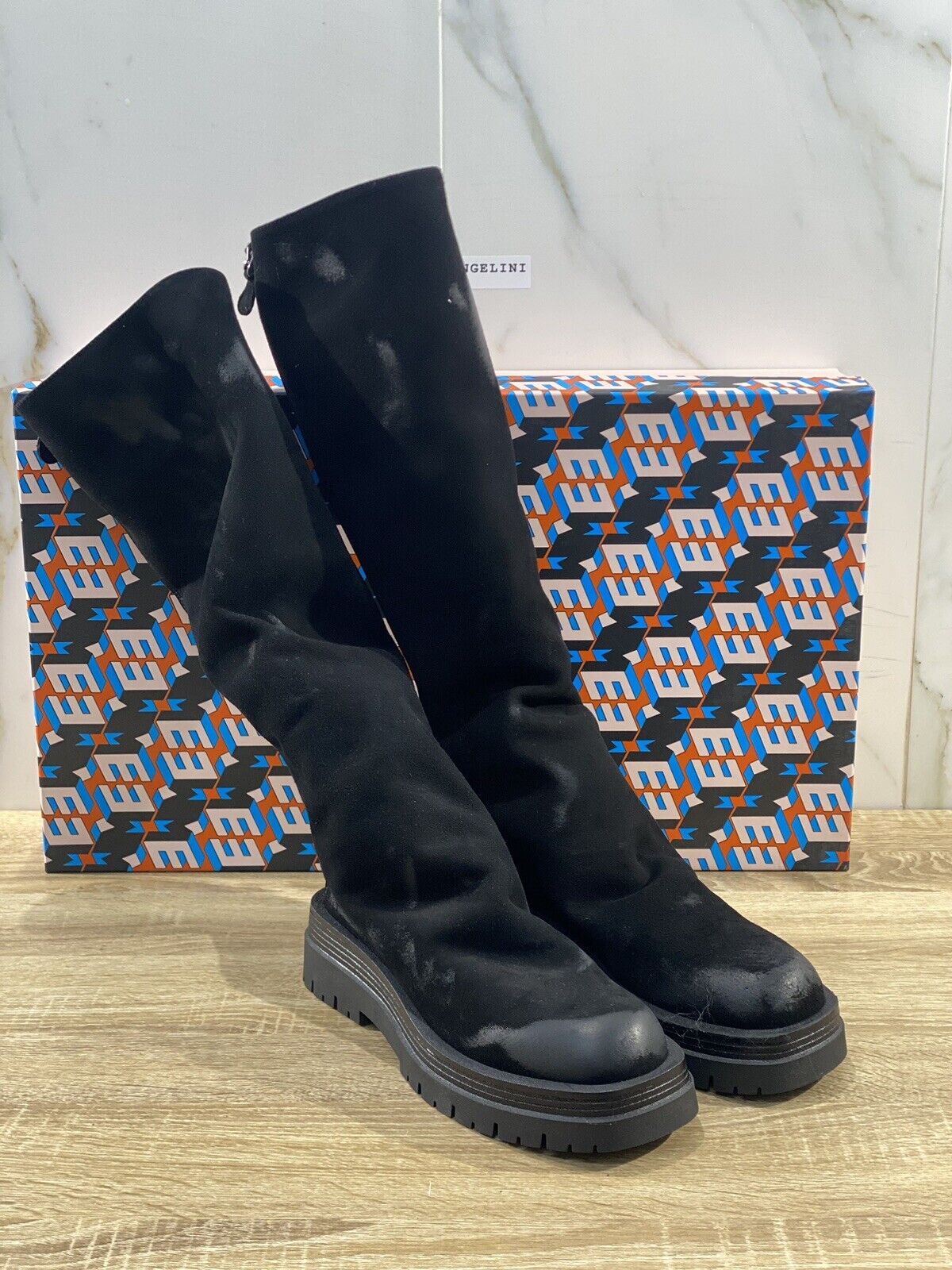 Marc Ellis New York Stivale  toledo donna con zeppa pelle nera casual boot 38