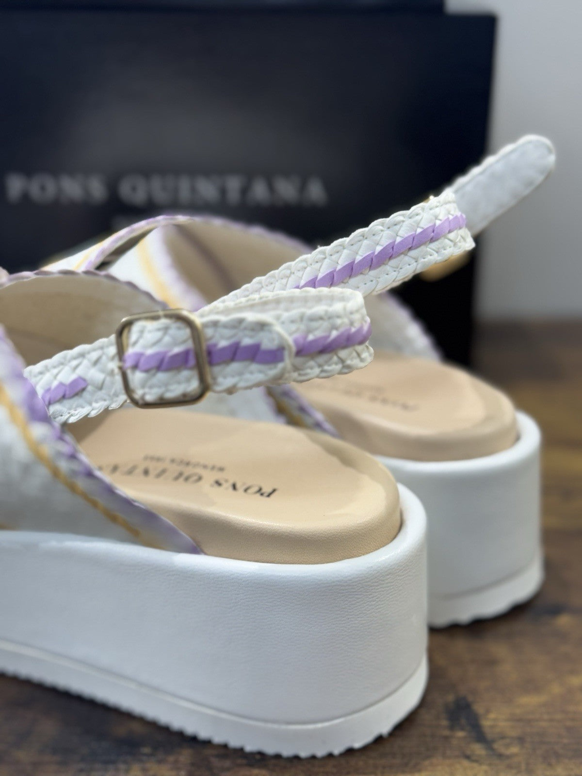 Pons Quintana Sandalo Niza   Donna   Pelle Bianca     Handmade Con Zeppa 40