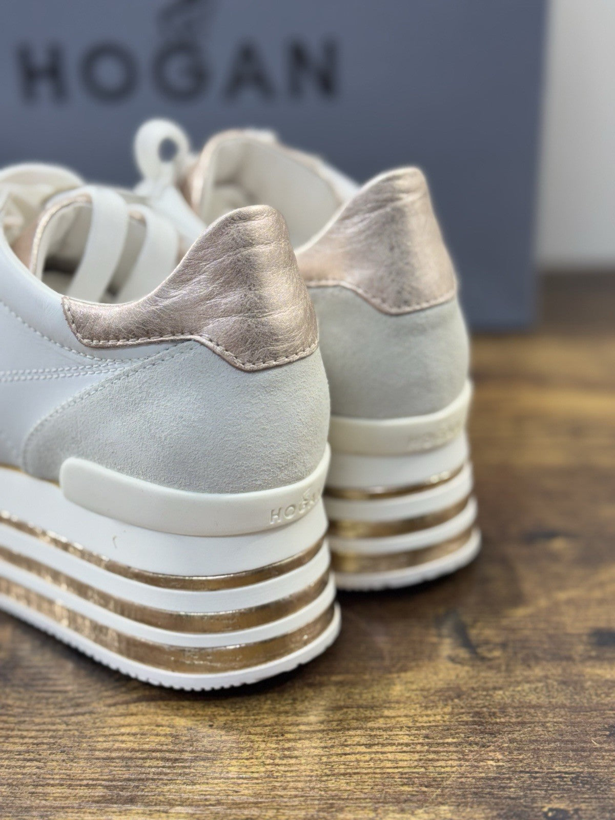 Hogan H283 Sneaker Zeppa Pelle Bianca  Casual Hogan Donna 38.5