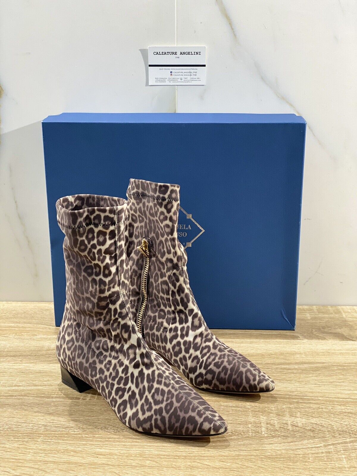 Emanuela Caruso Capri Stivaletto In Lycra Leopardato Luxury Boot 40