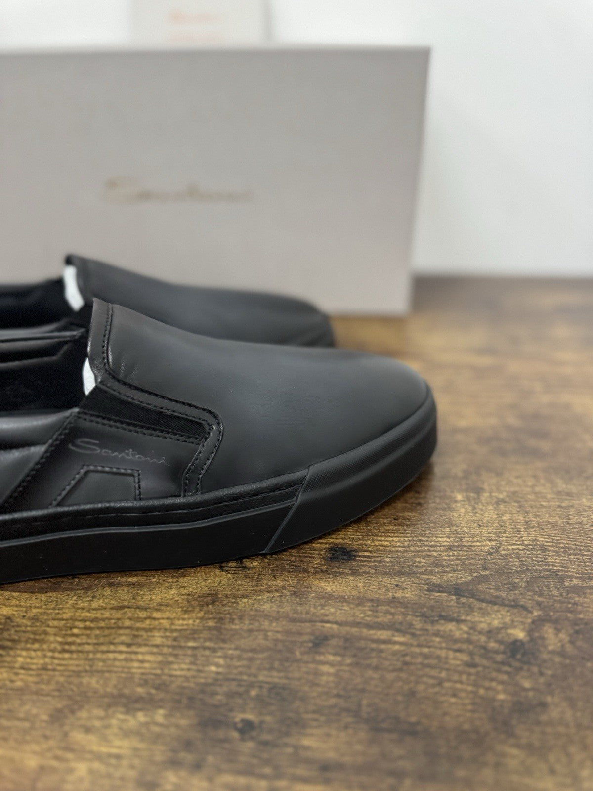 Santoni Sneaker Pelle Grey Slip On DBS Luxury Scarpa Santoni Uomo 42.5