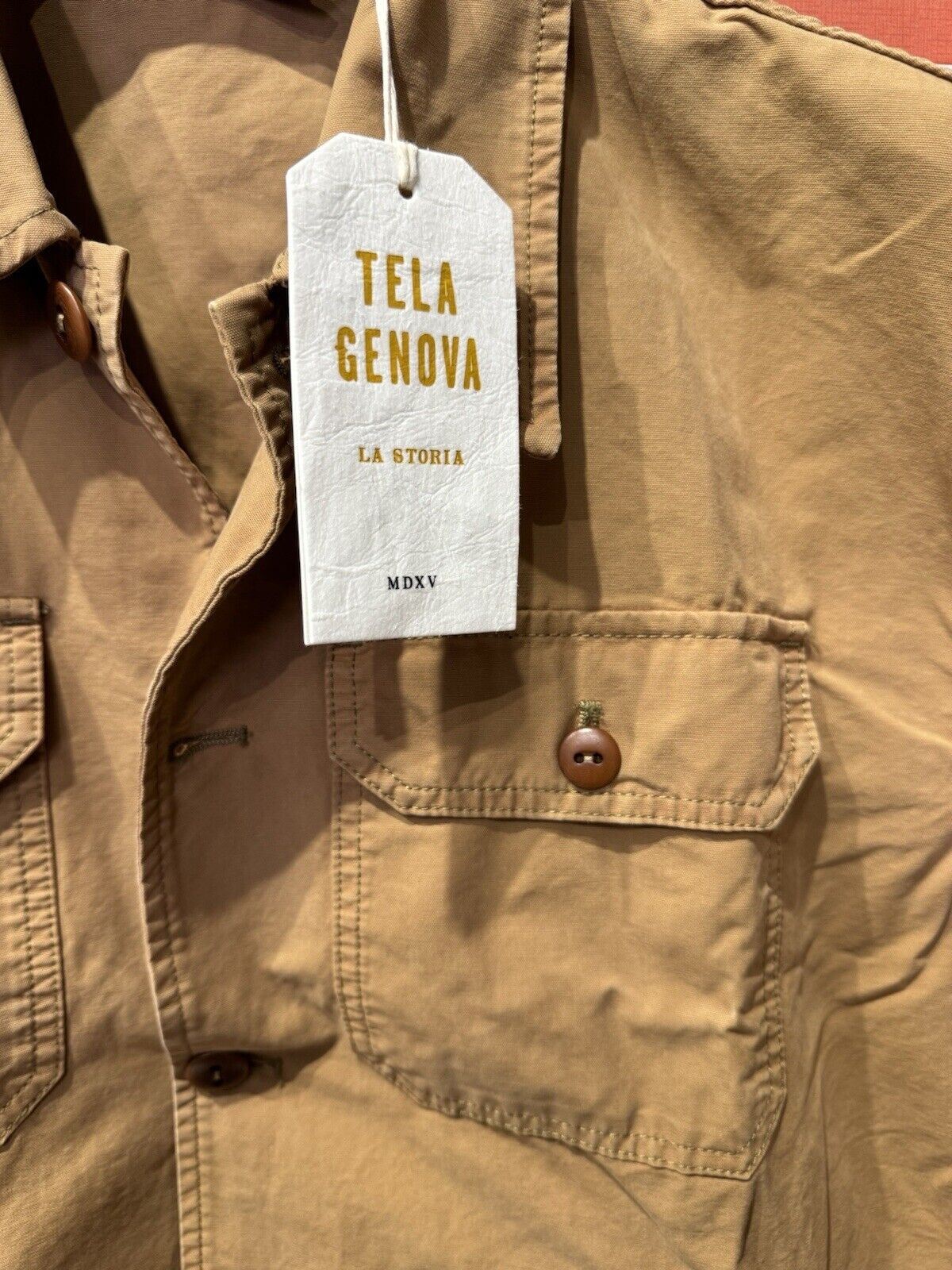 Tela Genova Heritage Overshirt Jacket Uomo Cuoio Causal Workwear Jacket XL