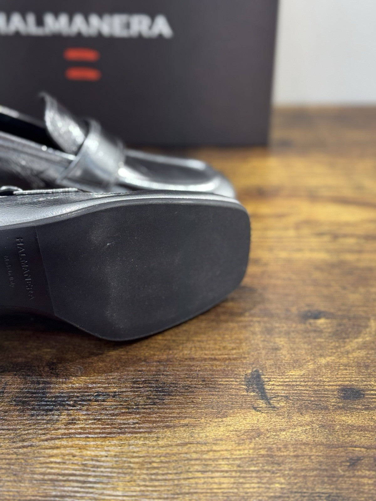 HALMANERA Mocassino   Pelle Acciaio Con Tacco Luxury Made In Italy Donna 40
