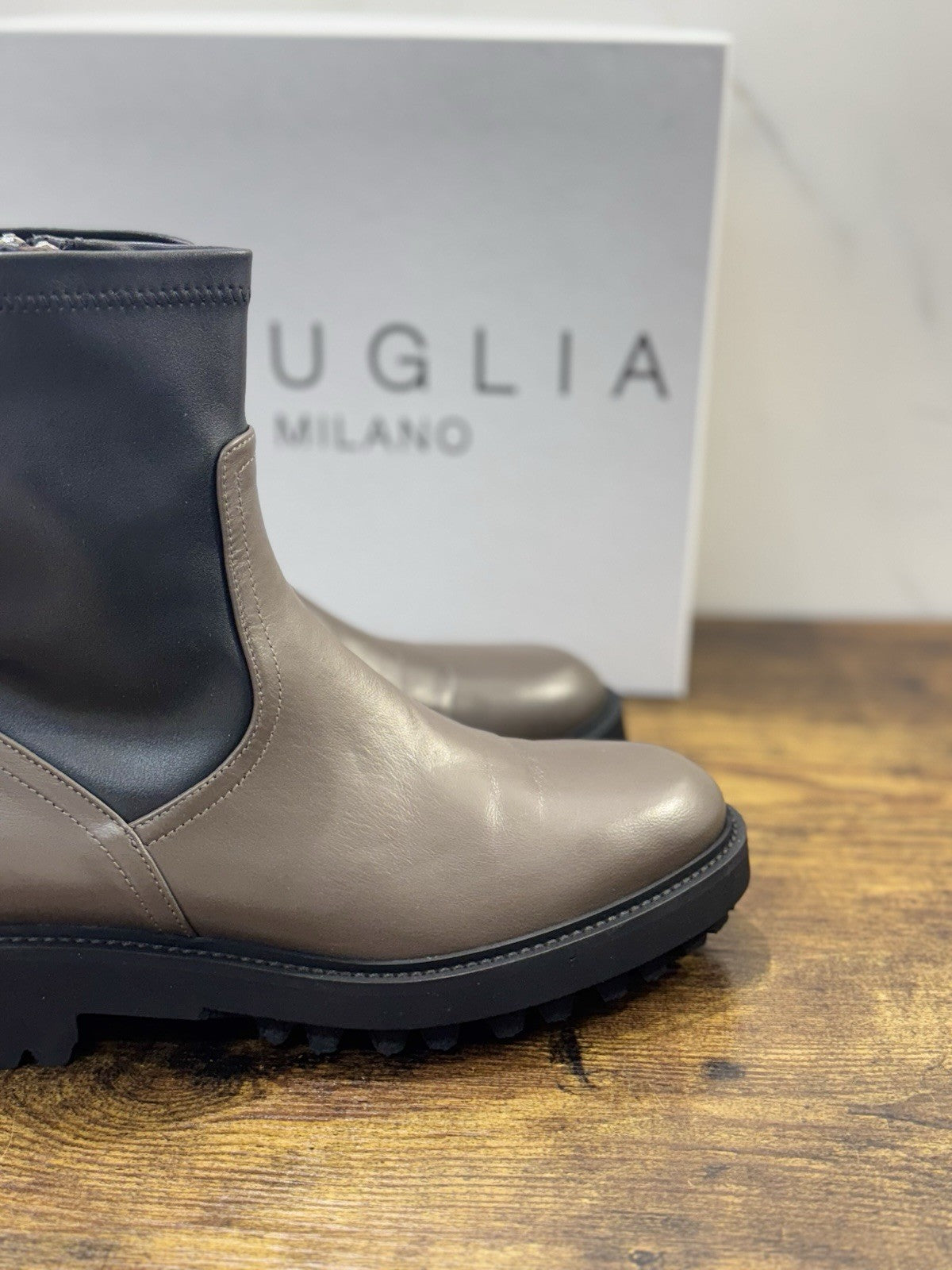 Bruglia Milano Chelsea Boot Fango  Pelle  Top Quality Scarpe Donna 38