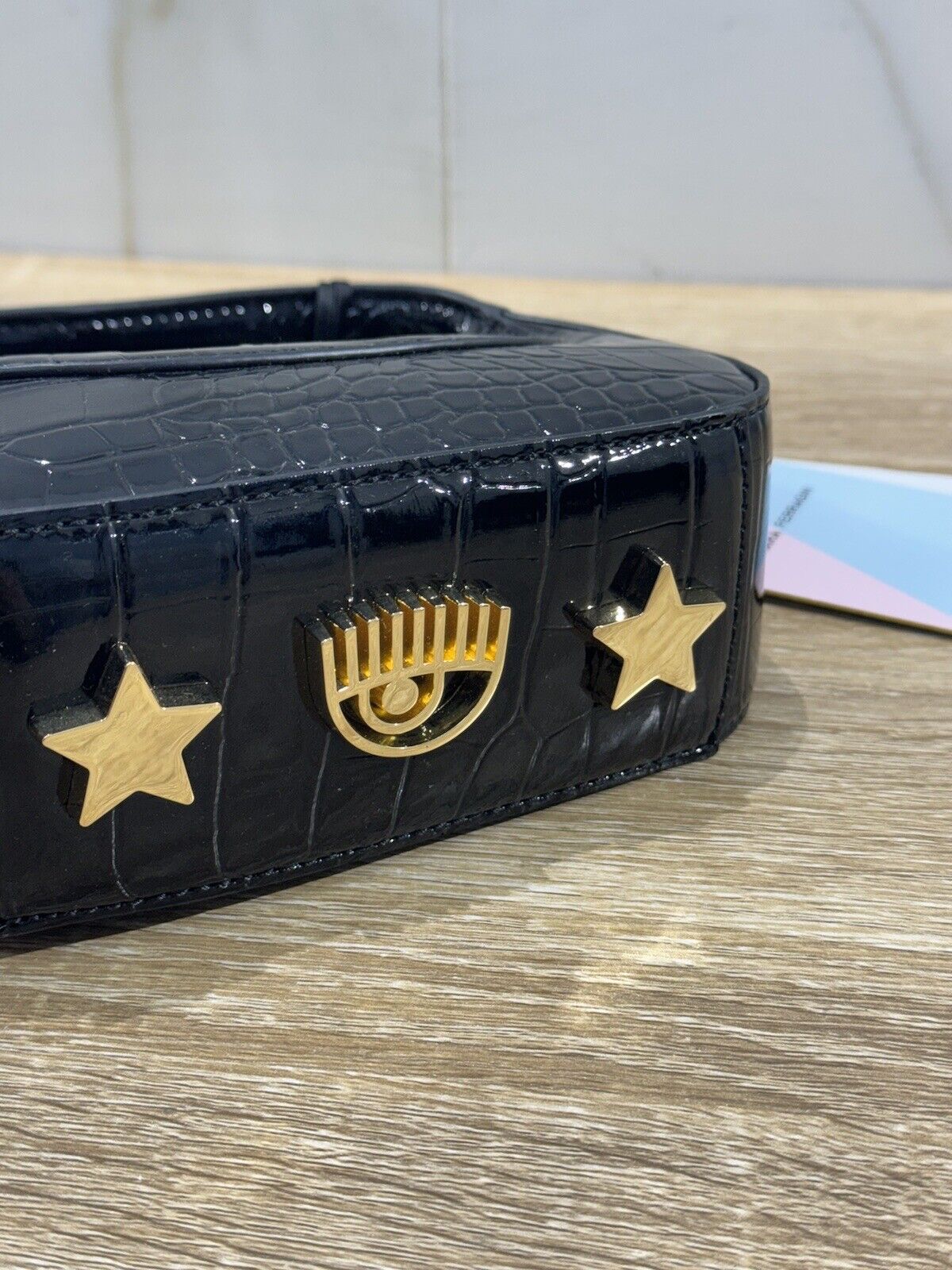 Chiara Ferragni Borsa  Donna Nera Metal Eye Star Shine Croco Nero Ultra Mini