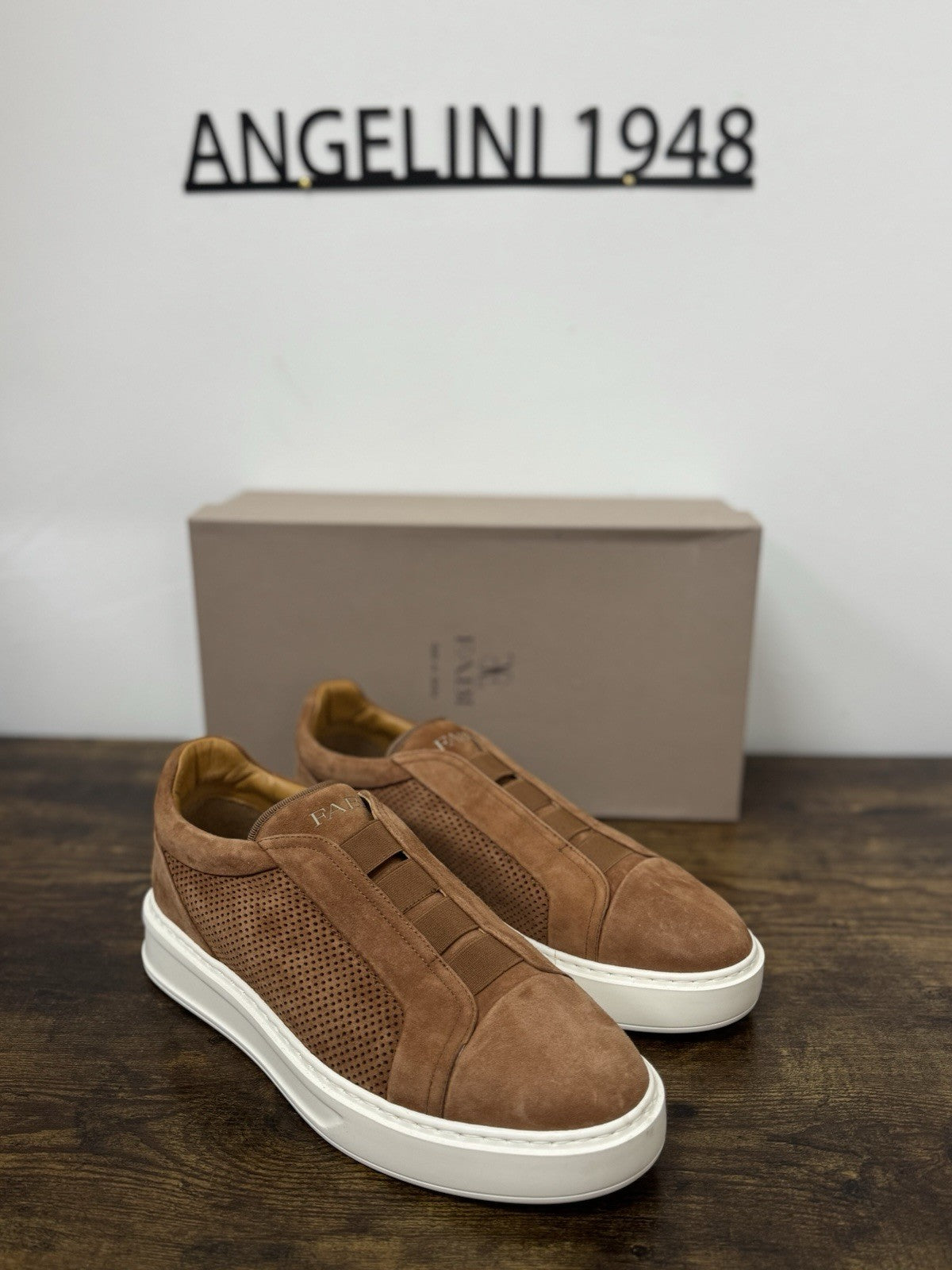 Fabi Sneaker Slip On Suede Cuoio Traforata Casual Uomo 43